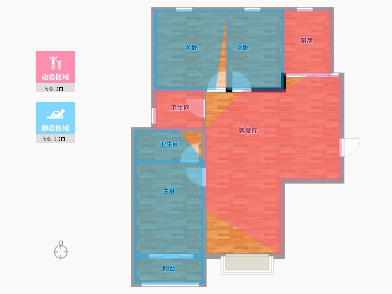 陕西省-西安市-中登文景时代-115.22-户型库-动静分区