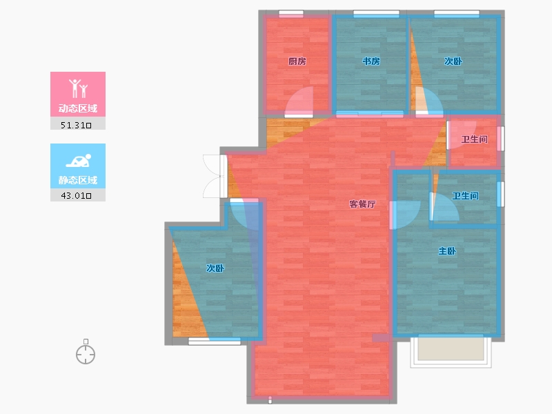 河北省-邢台市-海棠云颂-88.72-户型库-动静分区