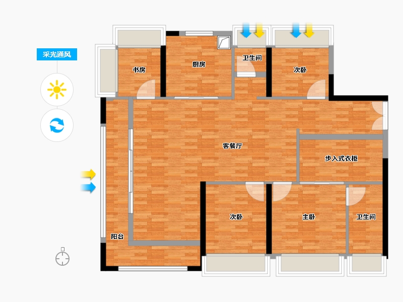 陕西省-安康市-博元城丨福园-122.45-户型库-采光通风