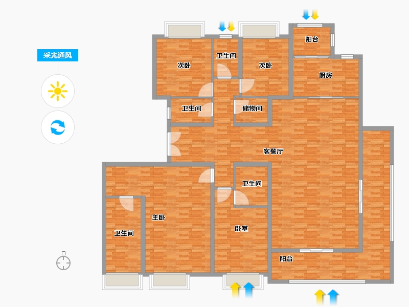 湖南省-长沙市-旭辉铂悦湘江-260.00-户型库-采光通风