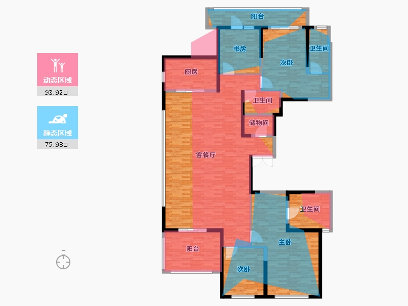 河南省-郑州市-万科·古翠隐秀-193.21-户型库-动静分区