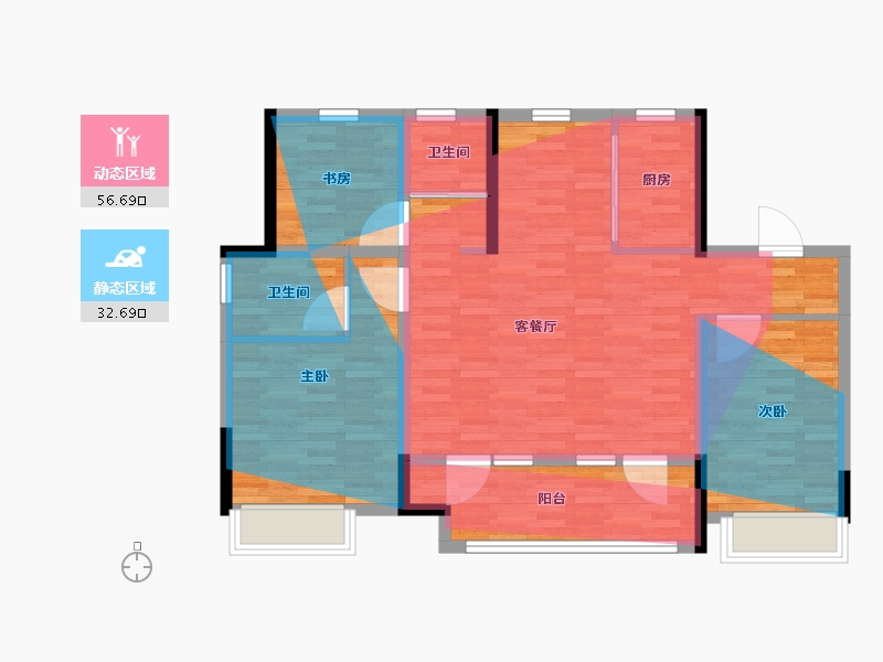 山东省-青岛市-鑫江合院四期-92.00-户型库-动静分区