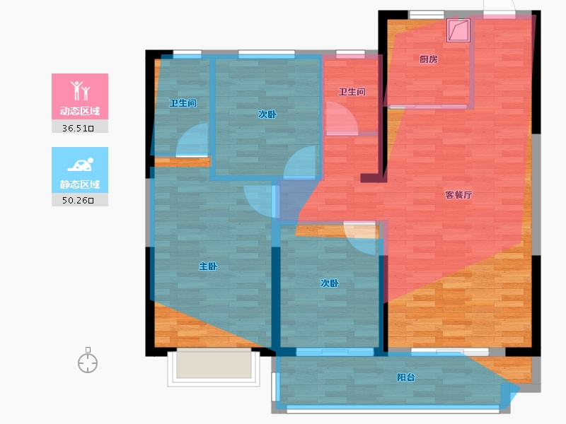 陕西省-榆林市-九建大锦·明珠城-93.56-户型库-动静分区