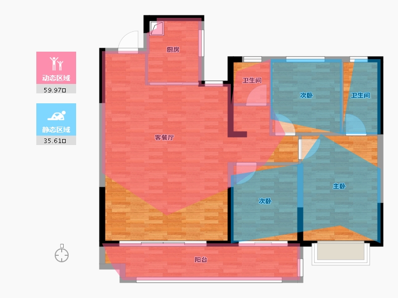 陕西省-榆林市-九建大锦·明珠城-105.50-户型库-动静分区