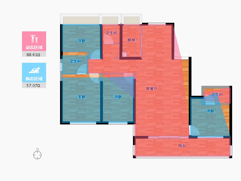 河南省-新乡市-新投富美云墅-134.40-户型库-动静分区