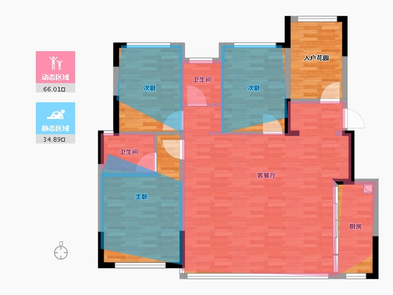 四川省-成都市-宇新华樾府-101.41-户型库-动静分区