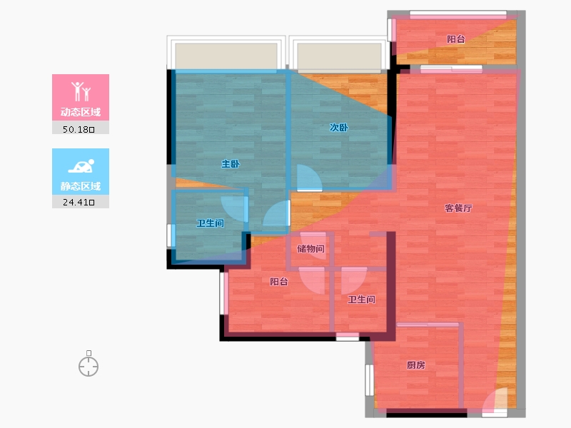 广东省-佛山市-远大建管·帝景湾-76.00-户型库-动静分区