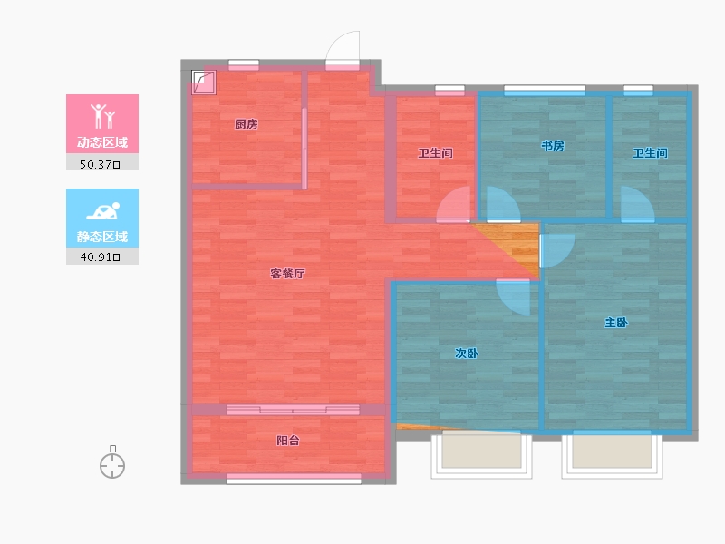 浙江省-宁波市-保利东方瑧悦-84.00-户型库-动静分区