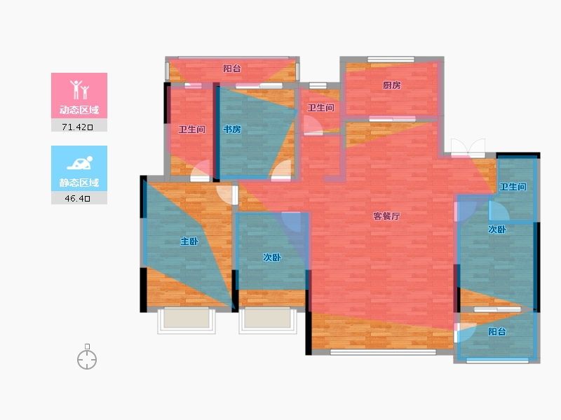 陕西省-西安市-白桦林隐-134.28-户型库-动静分区