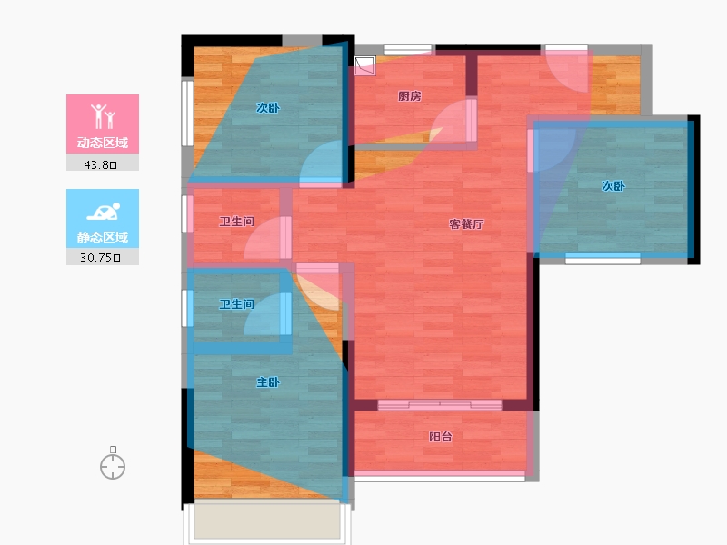 四川省-泸州市-南国雅苑-78.58-户型库-动静分区