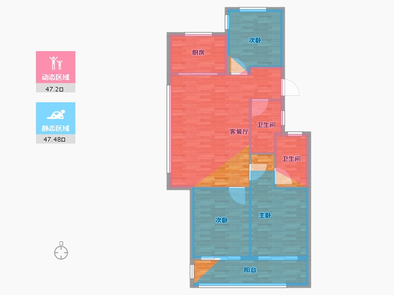 浙江省-宁波市-保利东方瑧悦-94.40-户型库-动静分区