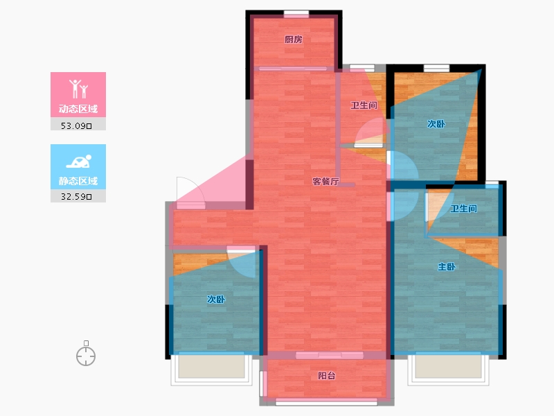 河南省-新乡市-瑞璟花园-81.85-户型库-动静分区