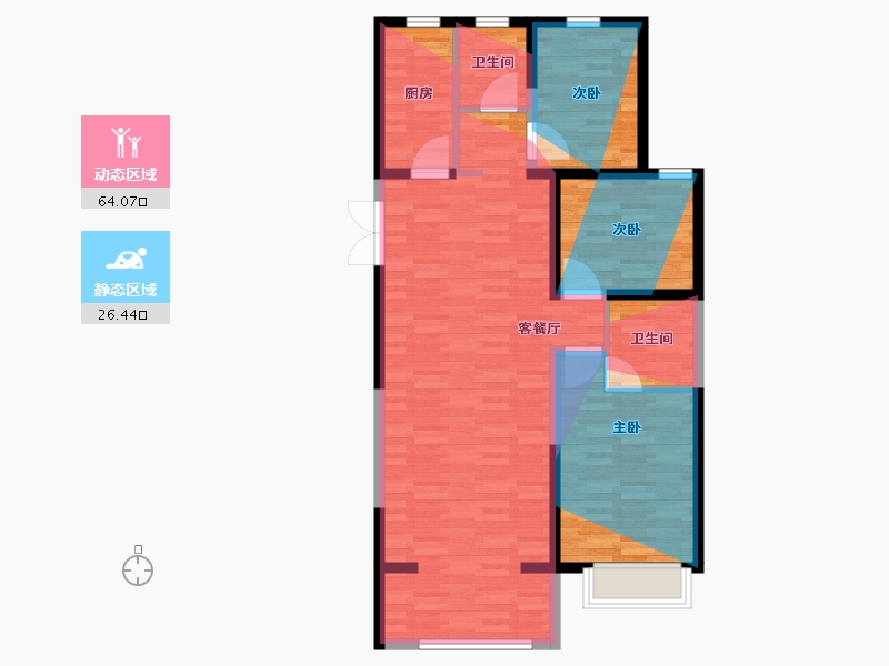 山西省-临汾市-交控置地太和苑-90.29-户型库-动静分区