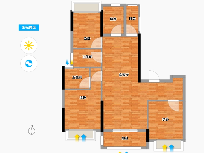 福建省-泉州市-书香悦璟-95.20-户型库-采光通风