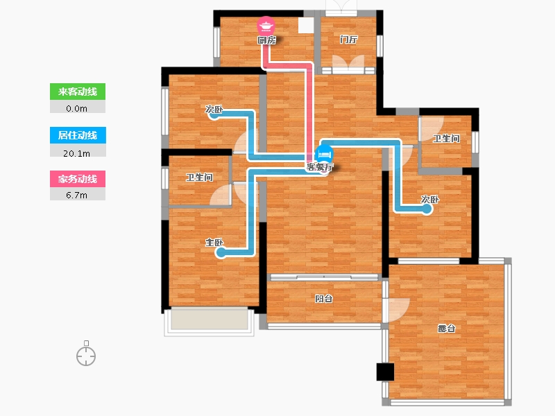 湖南省-湘潭市-裕源晋府-104.70-户型库-动静线