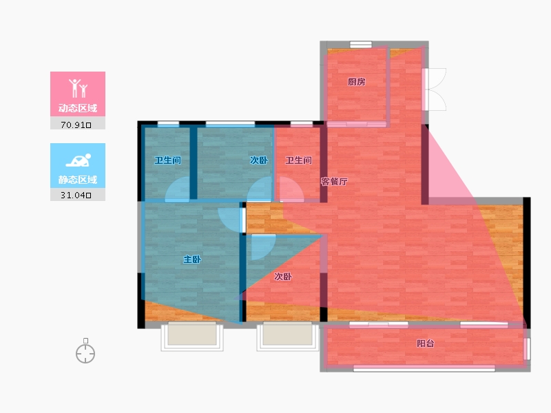 陕西省-西安市-金湾沣河十里-109.00-户型库-动静分区