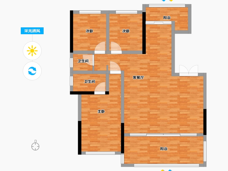 四川省-绵阳市-景茂誉玺-108.46-户型库-采光通风