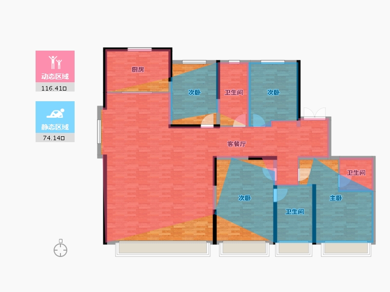 内蒙古自治区-呼和浩特市-万锦梧桐樾-196.51-户型库-动静分区