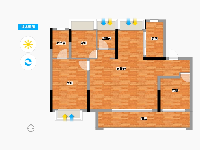 江苏省-镇江市-建华·玖珑樾-100.00-户型库-采光通风