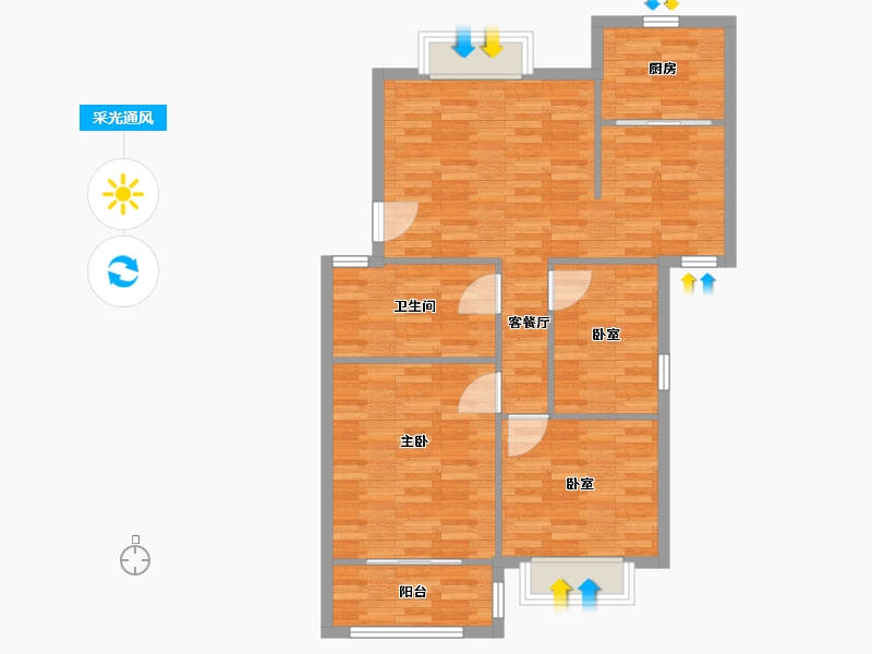 浙江省-杭州市-铭雅苑东区-84.00-户型库-采光通风