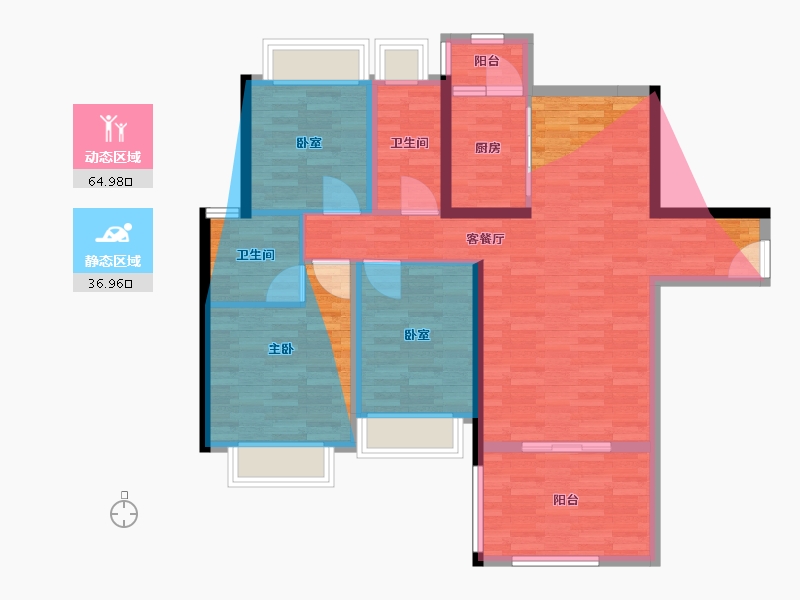 广西壮族自治区-贵港市-将军凯旋-96.00-户型库-动静分区