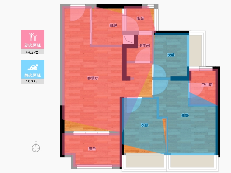 广东省-深圳市-宏发悦云花园-64.00-户型库-动静分区