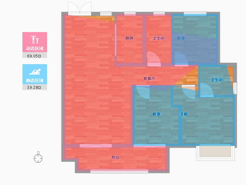 山西省-阳泉市-亿博天玺城市展厅-96.00-户型库-动静分区