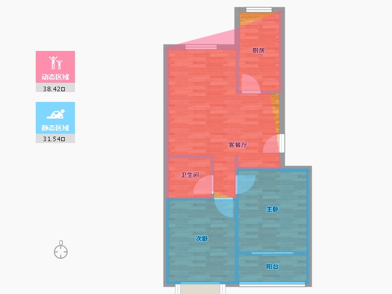 山东省-济南市-金河山庄-64.80-户型库-动静分区