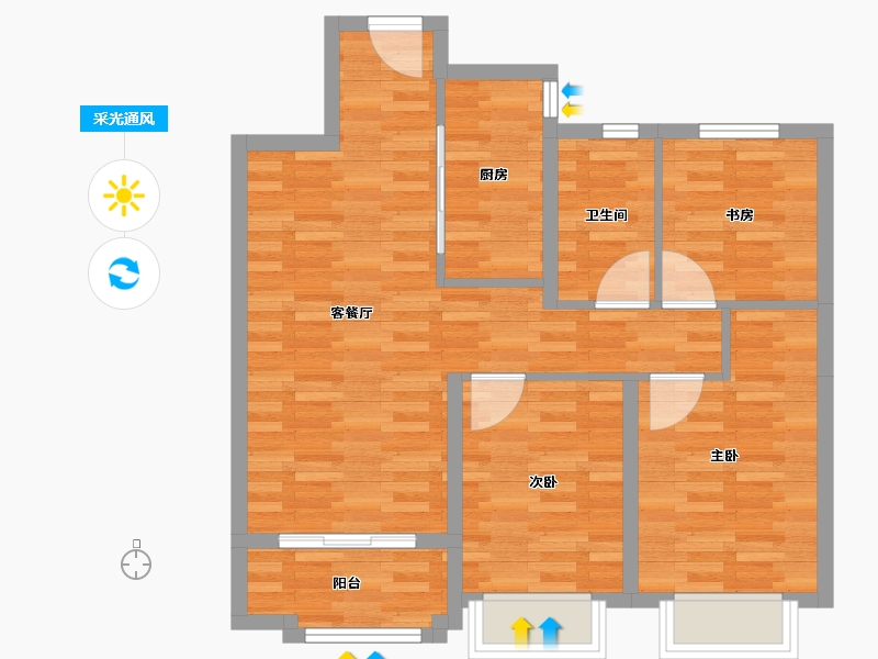 河北省-石家庄市-融创时代中心-80.00-户型库-采光通风