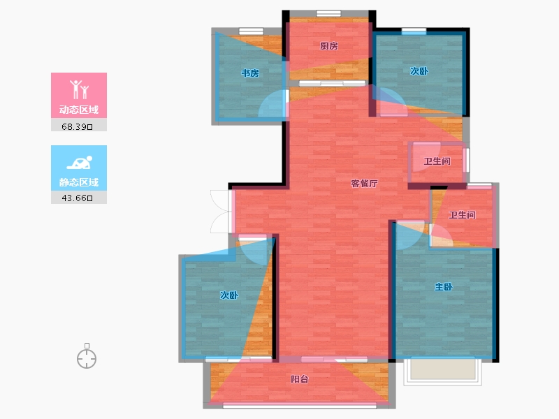 山东省-菏泽市-臻成名府二期-113.60-户型库-动静分区