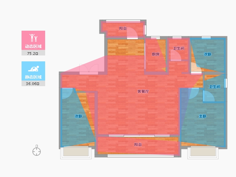 山东省-临沂市-沂州樾府北区-126.40-户型库-动静分区