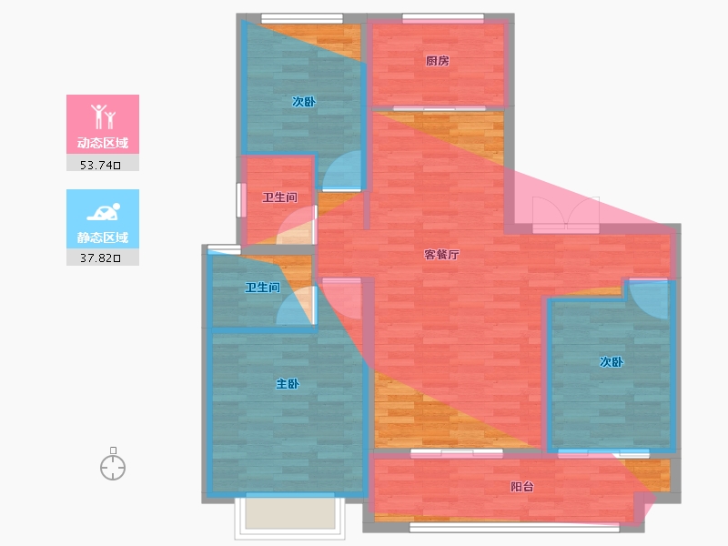 山东省-临沂市-沂州樾府北区-106.40-户型库-动静分区