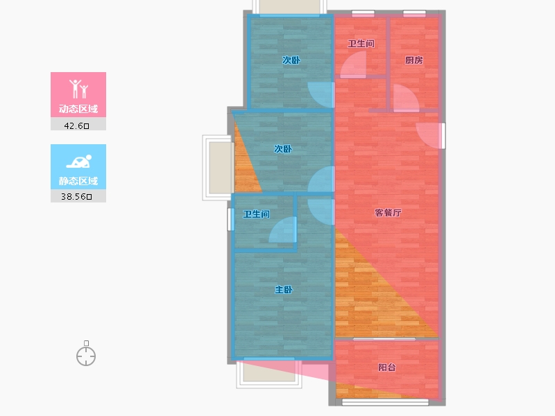 湖北省-武汉市-华润置地公园里-85.60-户型库-动静分区