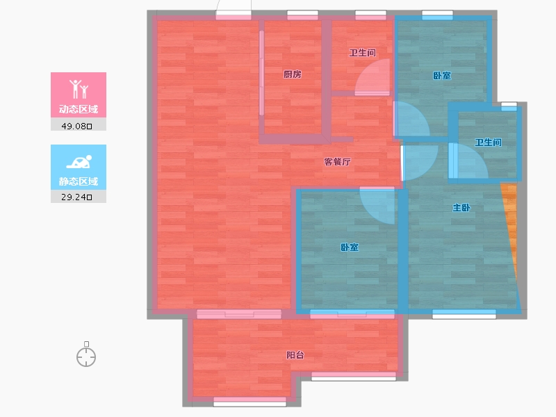 山西省-大同市-时家岭华街左岸-82.28-户型库-动静分区