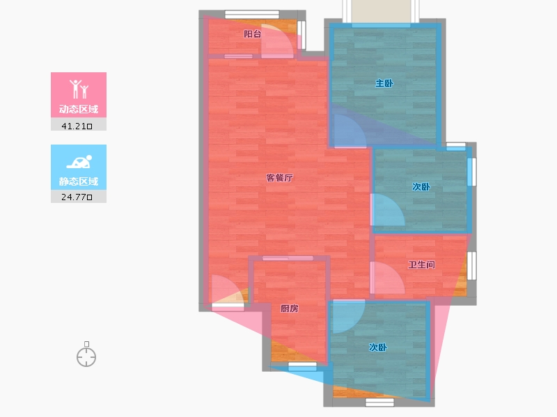 河北省-廊坊市-潮白河孔雀城紫薇园-83.00-户型库-动静分区