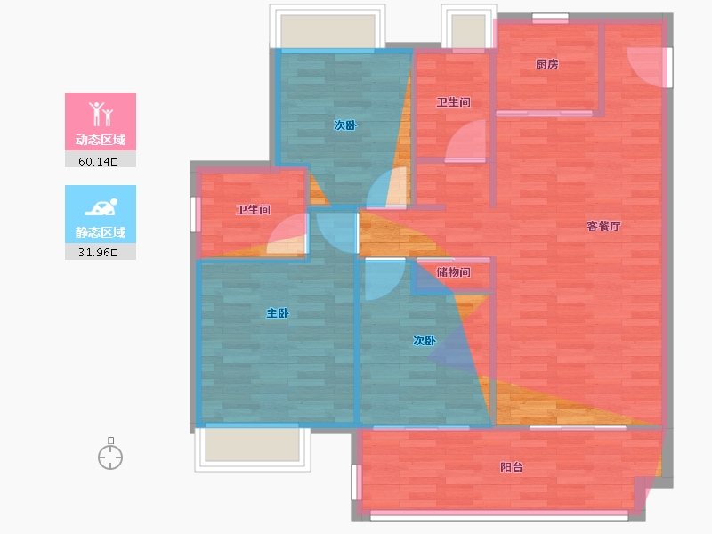 江苏省-苏州市-江南艺境秋苑-98.92-户型库-动静分区