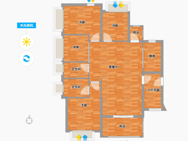 云南省-曲靖市-宏发新时代-120.00-户型库-采光通风