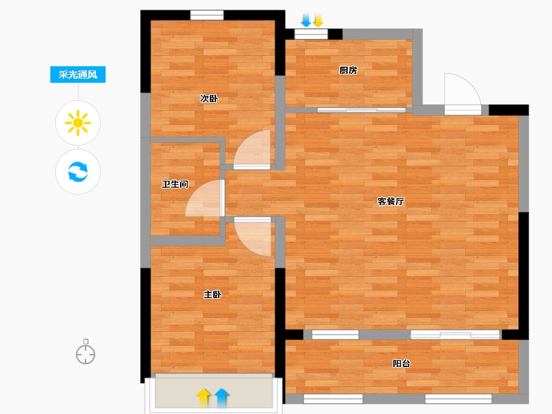 河北省-张家口市-文庭雅苑-80.23-户型库-采光通风