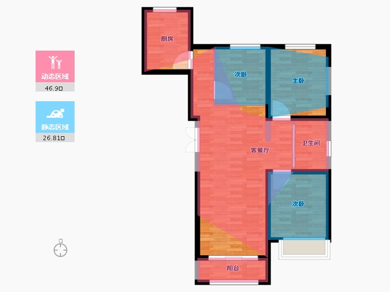 河北省-张家口市-鑫城丽景-82.40-户型库-动静分区