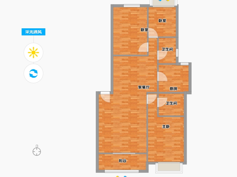 河北省-石家庄市-明珠花苑-96.00-户型库-采光通风