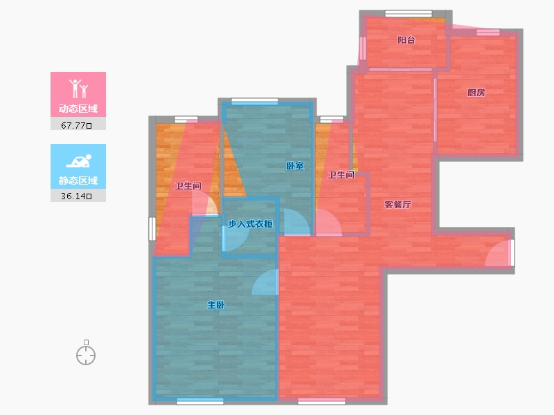 上海-上海市-上海滩大宁城-西区-104.91-户型库-动静分区