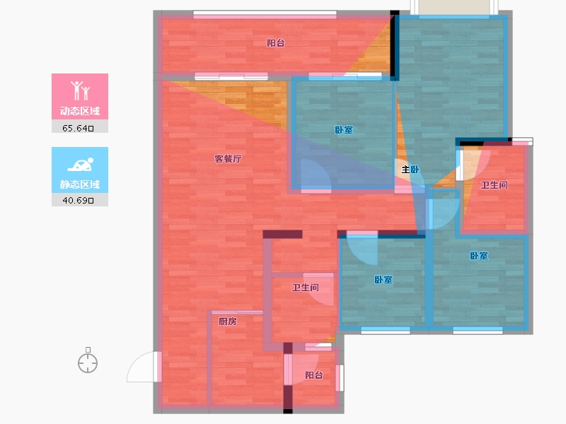 贵州省-遵义市-希望城天境-102.00-户型库-动静分区