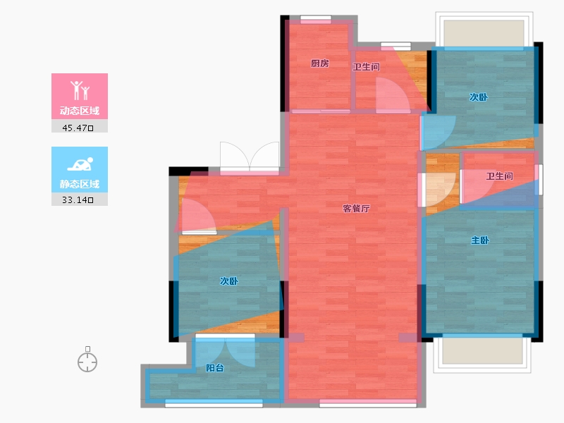 江苏省-镇江市-崇实里-75.00-户型库-动静分区