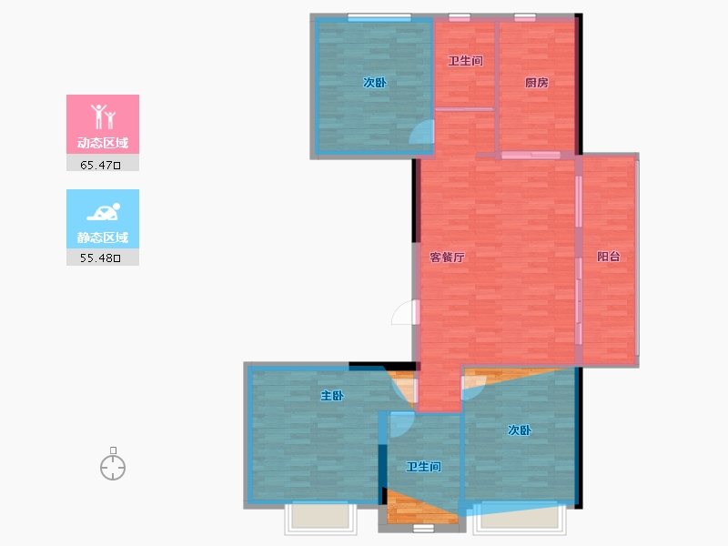 河南省-周口市-泰地现代城营销中心(售楼部)-114.00-户型库-动静分区