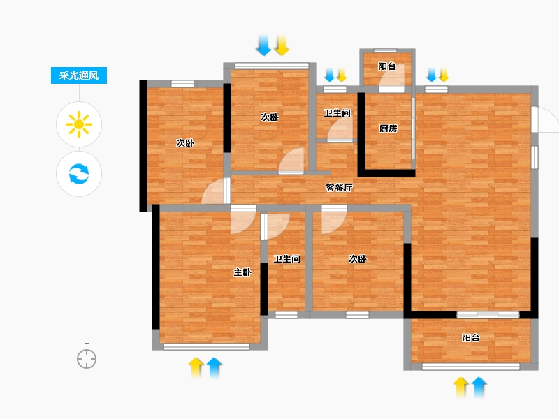 广西壮族自治区-南宁市-城建公园壹号-90.32-户型库-采光通风