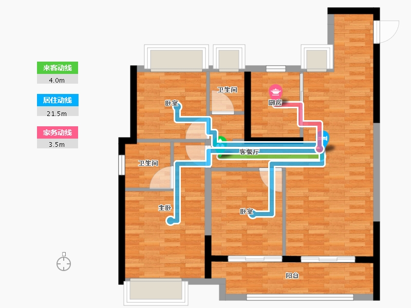 湖北省-武汉市-宝业·璞园-88.00-户型库-动静线