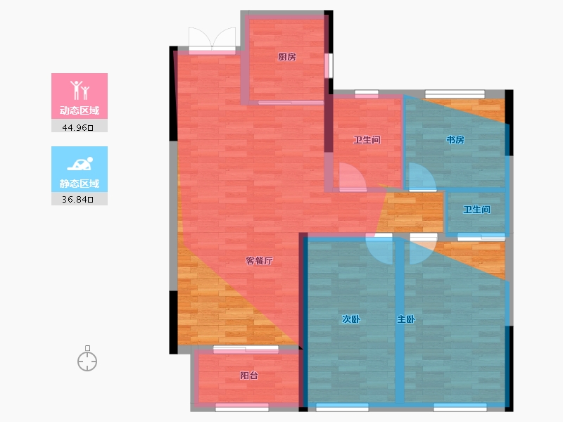 河北省-邢台市-北湖青城-85.00-户型库-动静分区