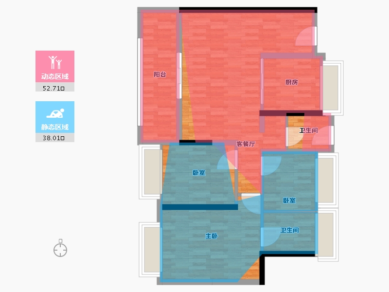 江苏省-无锡市-大华锦绣前程汀兰溪苑-87.20-户型库-动静分区