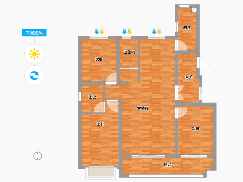 河北省-邢台市-德贤华府-111.29-户型库-采光通风