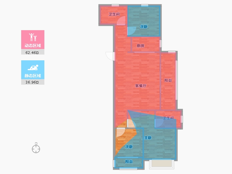 河南省-郑州市-大正水晶森林三期-94.25-户型库-动静分区